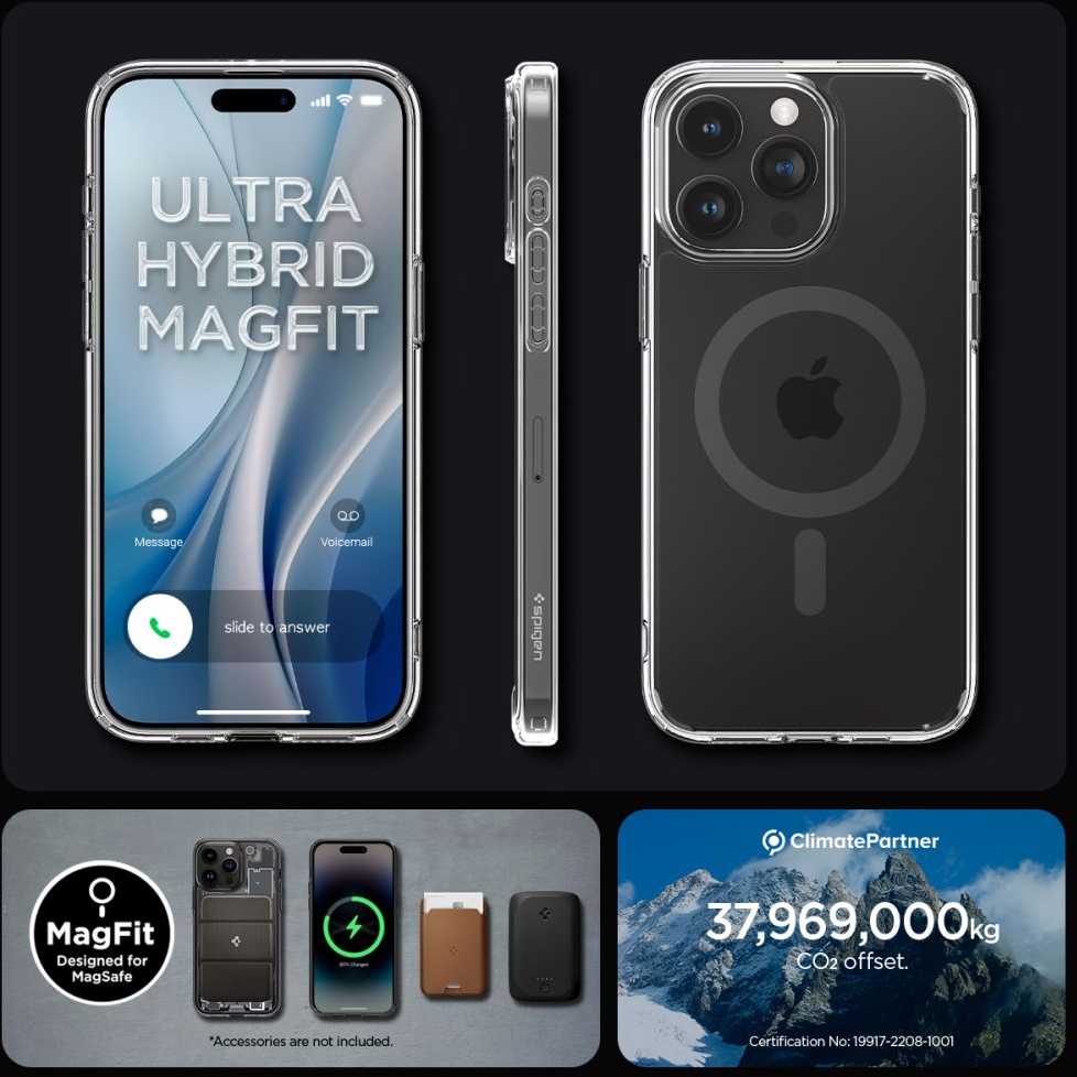 Spigen Ultra Hybrid (MagFit) dėklas skirtas Apple iPhone 15 Pro, Grafito spalvos