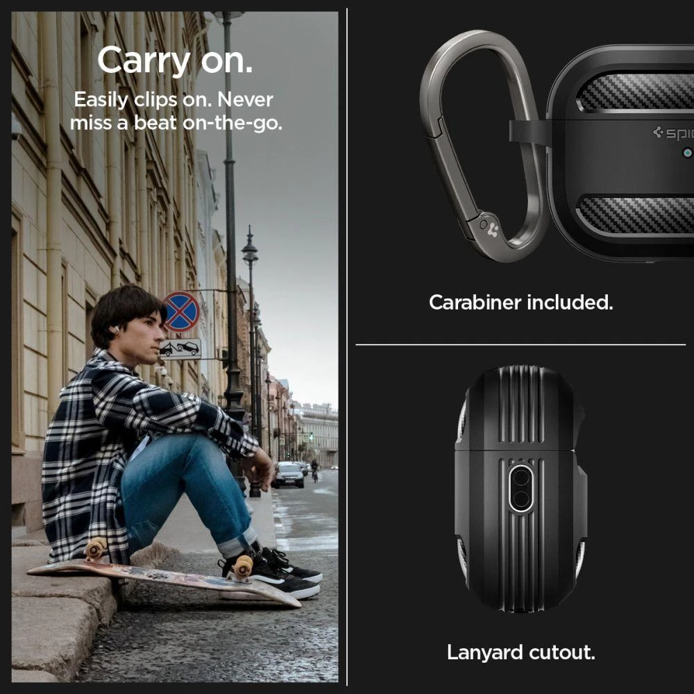 Spigen RUGGED ARMOR Apple AIRPODS PRO 1 / 2 dėklas ausinėms juodos spalvos
