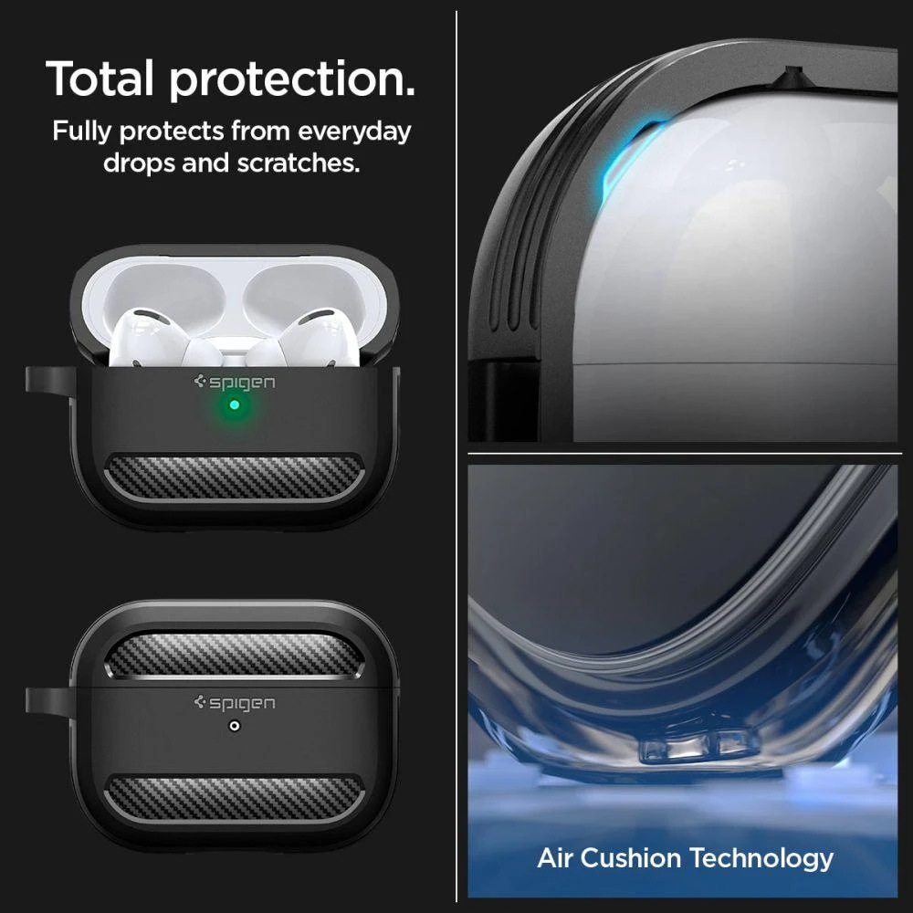Spigen RUGGED ARMOR Apple AIRPODS PRO 1 / 2 dėklas ausinėms juodos spalvos