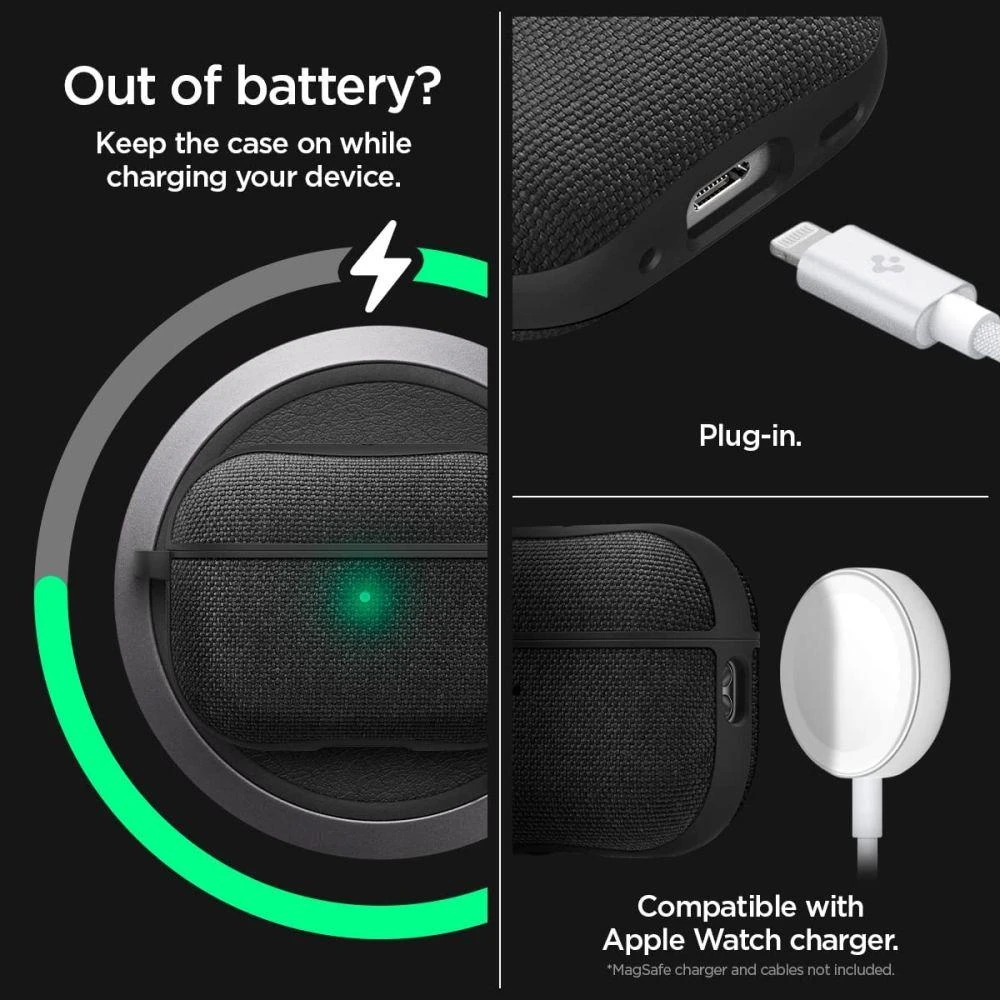 Spigen URBAN FIT Apple AIRPODS PRO 1/2 dėklas ausinėms juodos spalvos