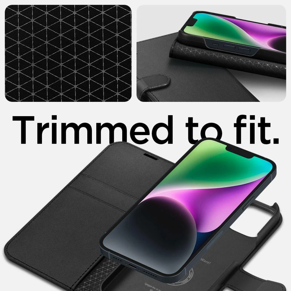 Dėklas Spigen Wallet S, juodos spalvos – iPhone 14