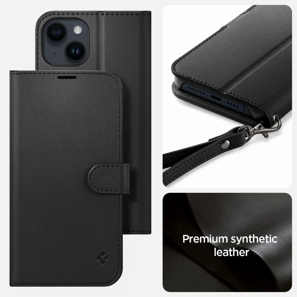 Dėklas Spigen Wallet S, juodos spalvos – iPhone 14