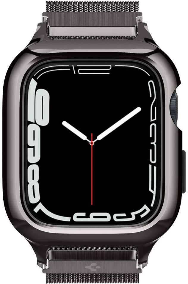 Dėklas Spigen Metal Fit Pro, grafitinė - Apple Watch 9/8/7 45mm