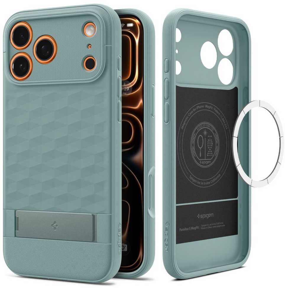 Spigen Parallax "S" MagSafe dėklas skirtas Apple iPhone 17 Pro - žalios spalvos