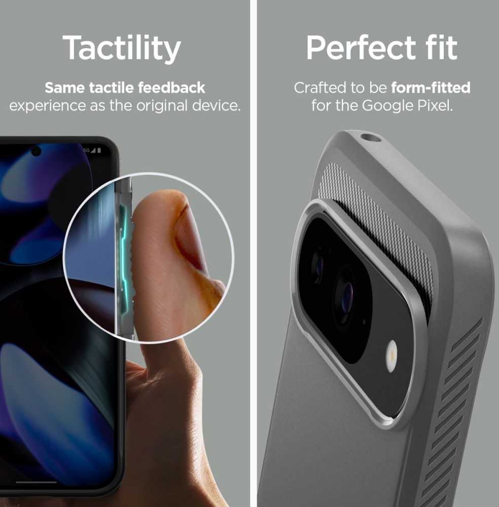 Google Pixel 9 / 9 Pro Spigen Rugged Armor Marble dėklas telefonui pilkos spalvos, modelis - ACS07783, žema kaina | Varle.lt