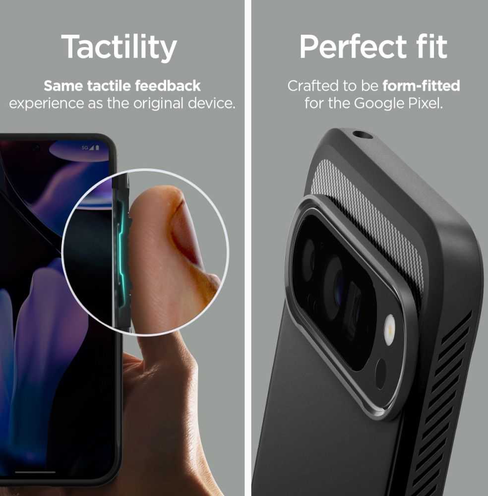 Google Pixel 9 Pro XL Spigen Rugged Armor Matte dėklas telefonui juodos spalvos