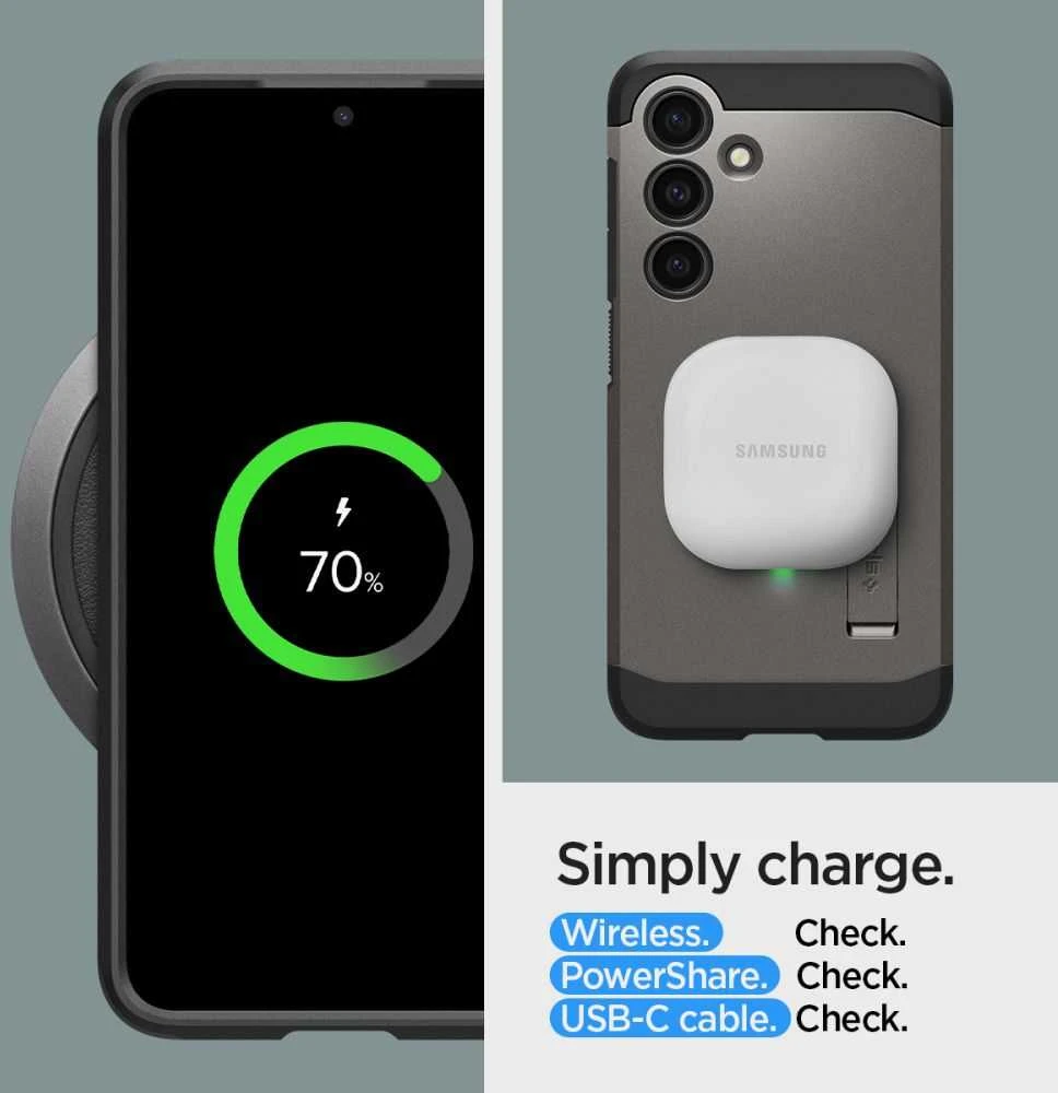 Spigen Tough Armor dėklas, skirtas Samsung Galaxy S24 gunmetal