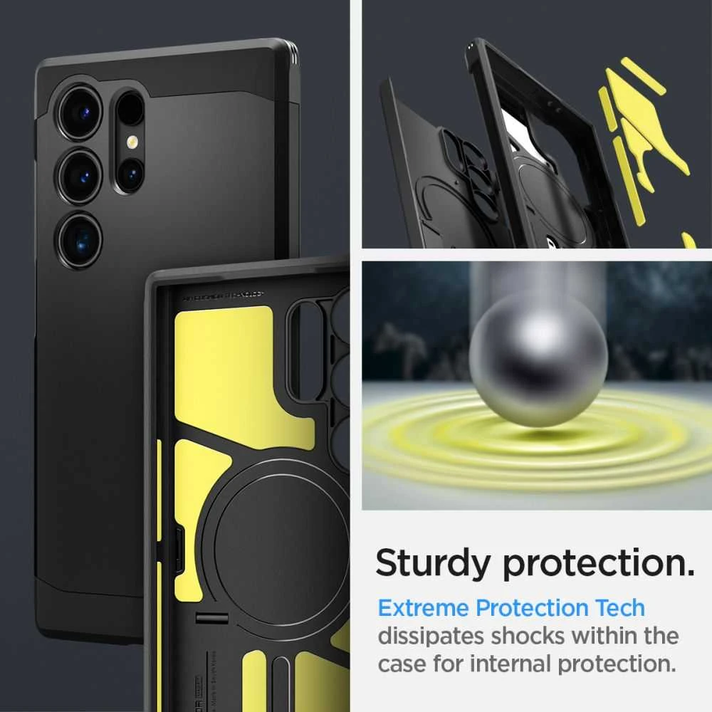 Dėklas Spigen Tough Armor MagSafe, juodos spalvos – Samsung Galaxy S24 Ultra