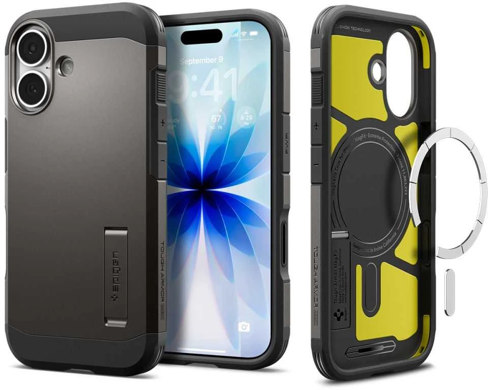 Spigen Tough Armor "T" MagSafe dėklas skirtas Apple iPhone 17 – pilkos spalvos
