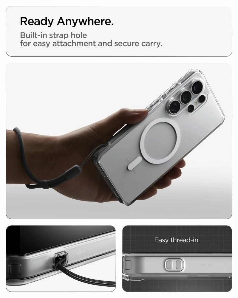 Spigen Ultra Hybrid Mag MagSafe dėklas skirtas Samsung Galaxy S26 Ultra – Clear and Baltas