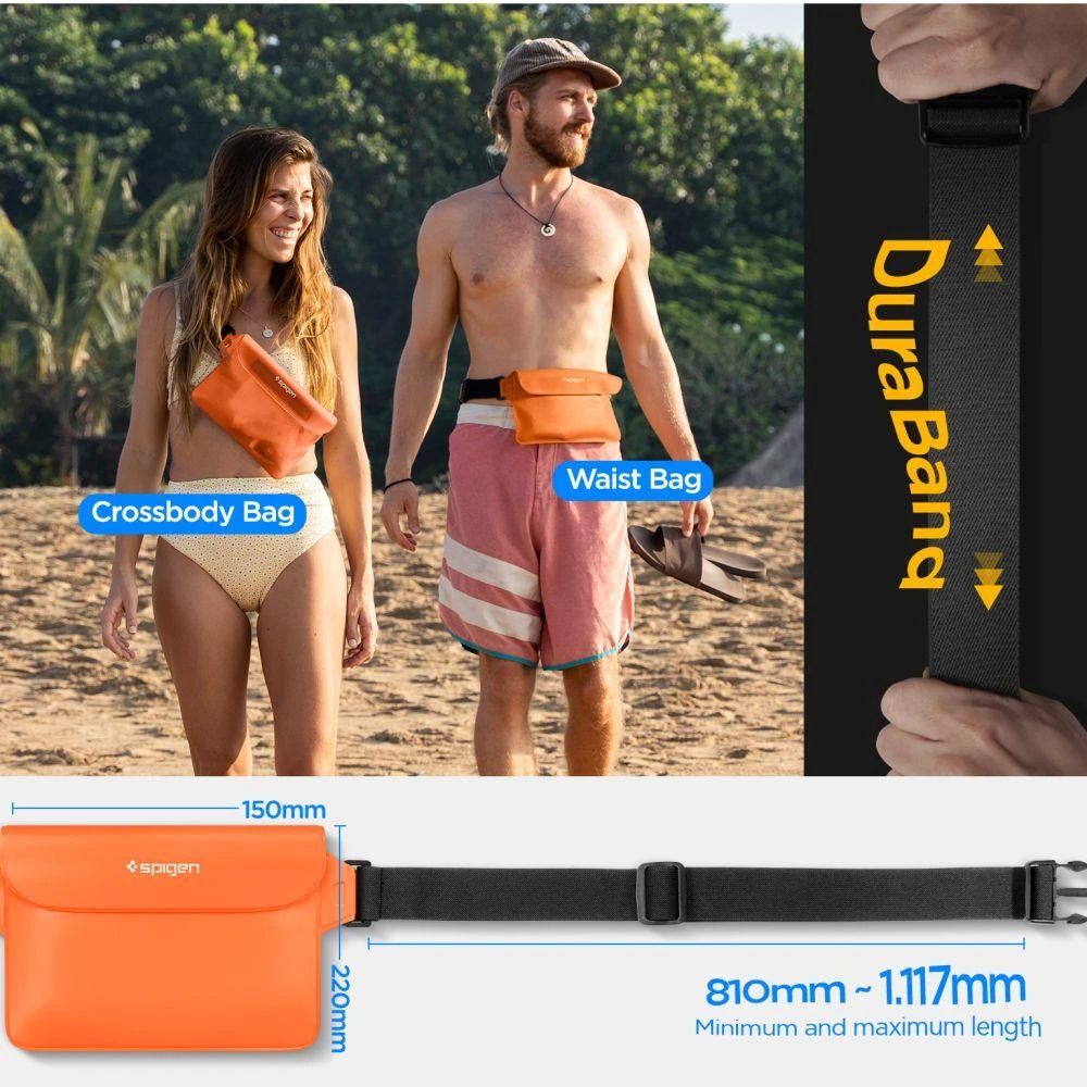 Spigen Aqua Shield atsparus vandeniui juosmens krepšys A620, 2 vnt., saulėlydžio oranžinė