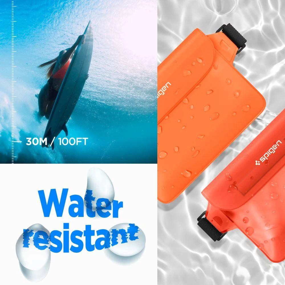 Spigen Aqua Shield atsparus vandeniui juosmens krepšys A620, 2 vnt., saulėlydžio oranžinė
