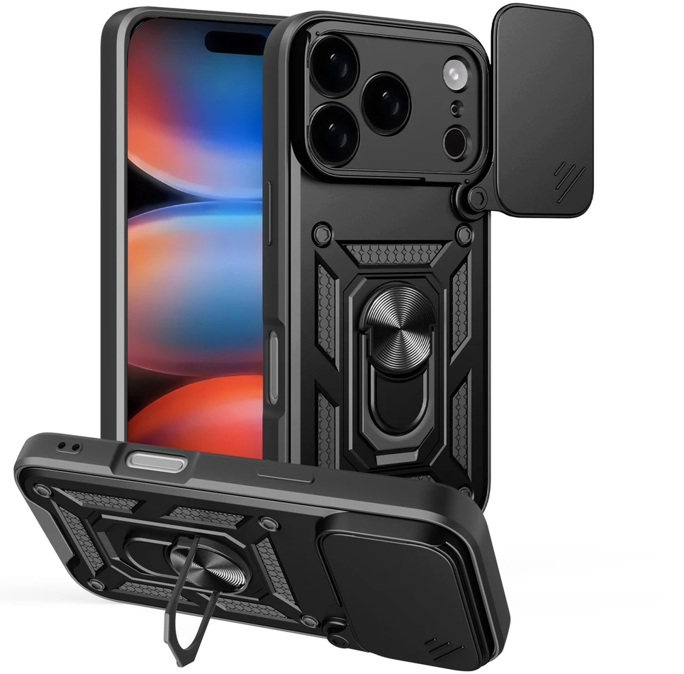 Dėklas Telforceone Defender Slide case for iPhone 17 Pro 6,3" / 18 Pro 6,3" juodas