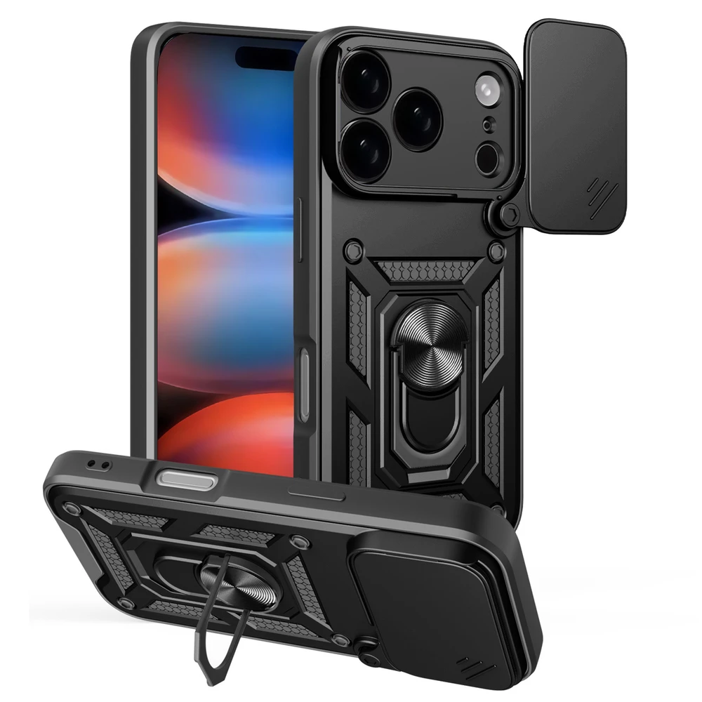 TFO „Defender Slide“ dėklas, skirtas „iPhone 17 Pro“, juodas