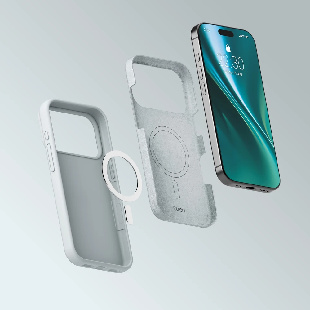 Dėklas Telforceone Etteri Silicone Mag case for iPhone 17 Pro Max / 18 Pro Max sidabrinis