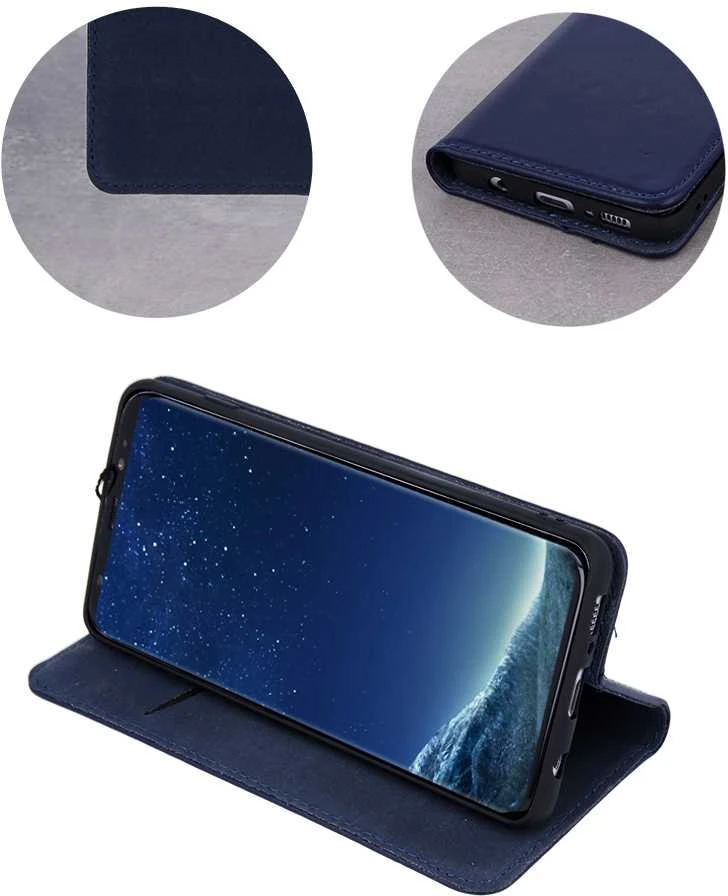 Dėklas Telforceone Natūralios odos „Smart Pro“, skirtas „iPhone 17 6,3“ colio, tamsiai mėlynas