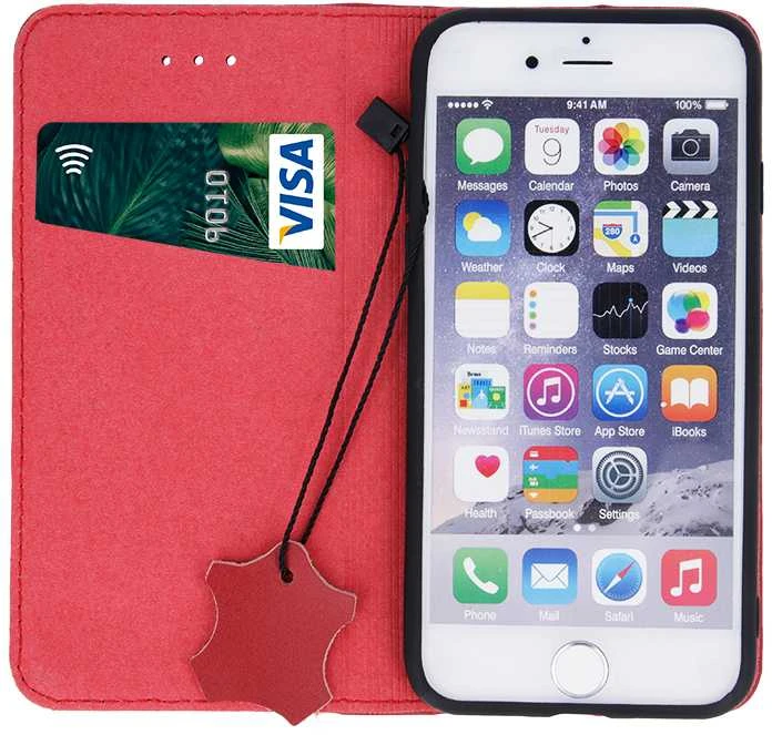 Telforceone Natūralios odos „Smart Pro“ dėklas, skirtas „iPhone 17 Pro Max 6,9“; bordo spalvos