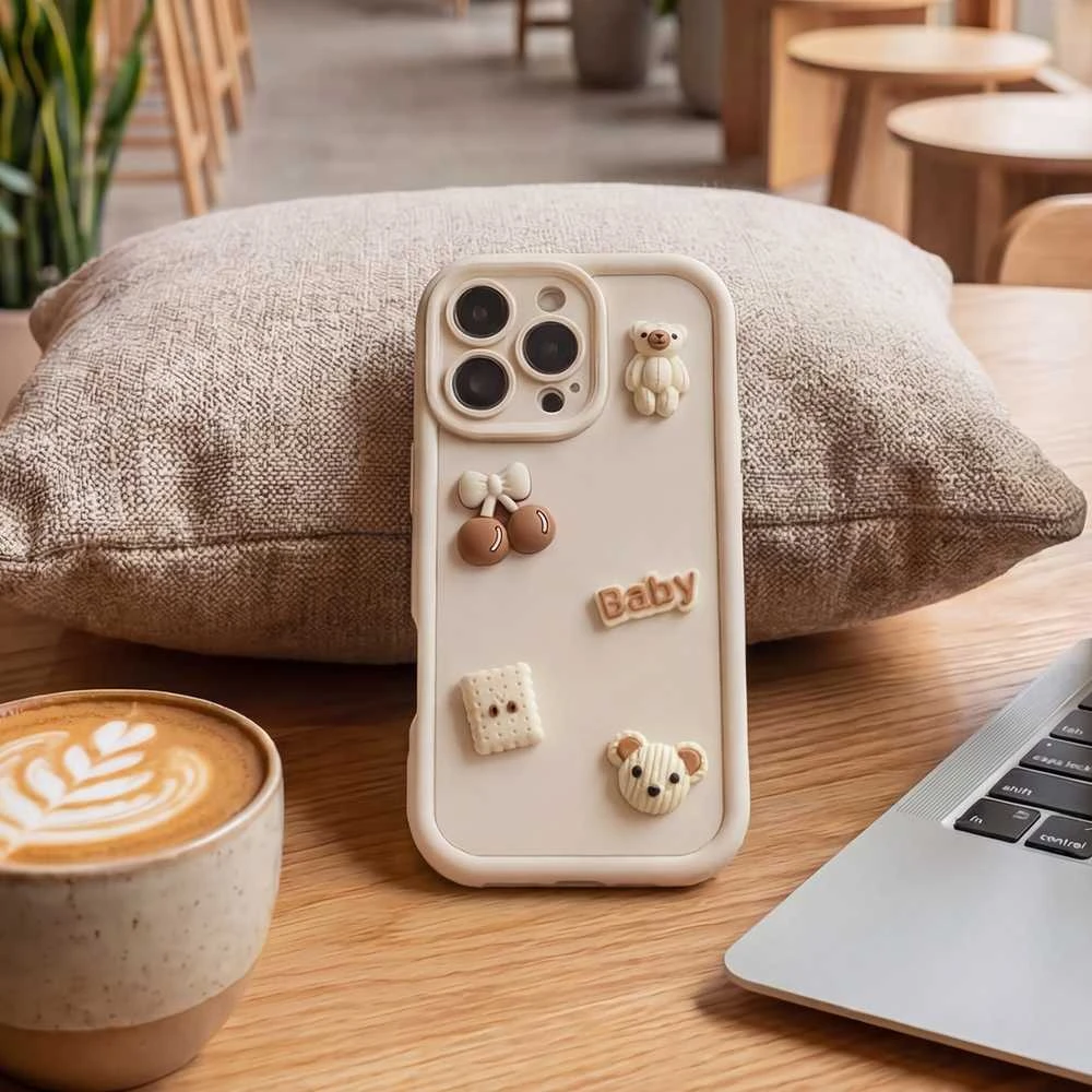TFO Telforceone Itin madingas 3D dėklas, skirtas „iPhone 15 Pro 6,1“; meškiuko formos