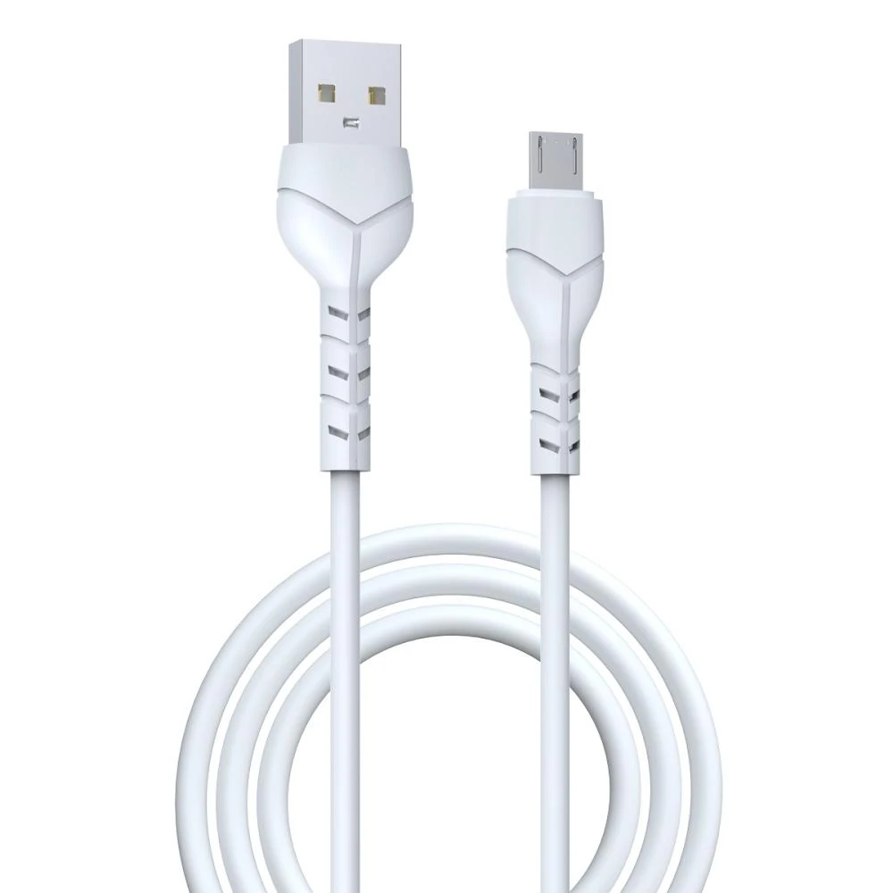 USB kabelis Devia Kintone microUSB 1.0m baltas 5V 2.1A