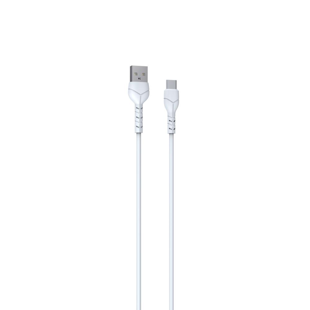 USB laidas Devia Kintone Type-C 1.0m baltas 5V 2.1A