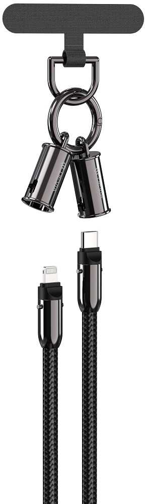 Devia laidas su dirželiu 2in1 PD USB-C – Lightning 1,2 m 27W violetinis