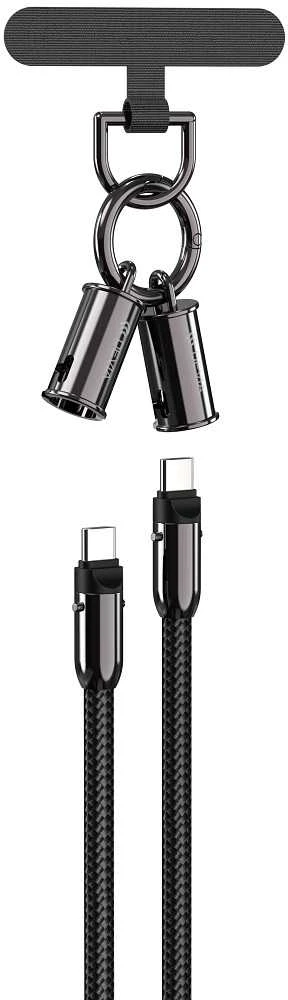 Devia kabelis lanyard 2in1 PD USB-C - USB-C 1,2 m 60W violetinės spalvos