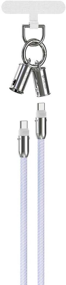 Devia kabelis lanyard 2in1 PD USB-C - USB-C 1,2 m 60W violetinės spalvos