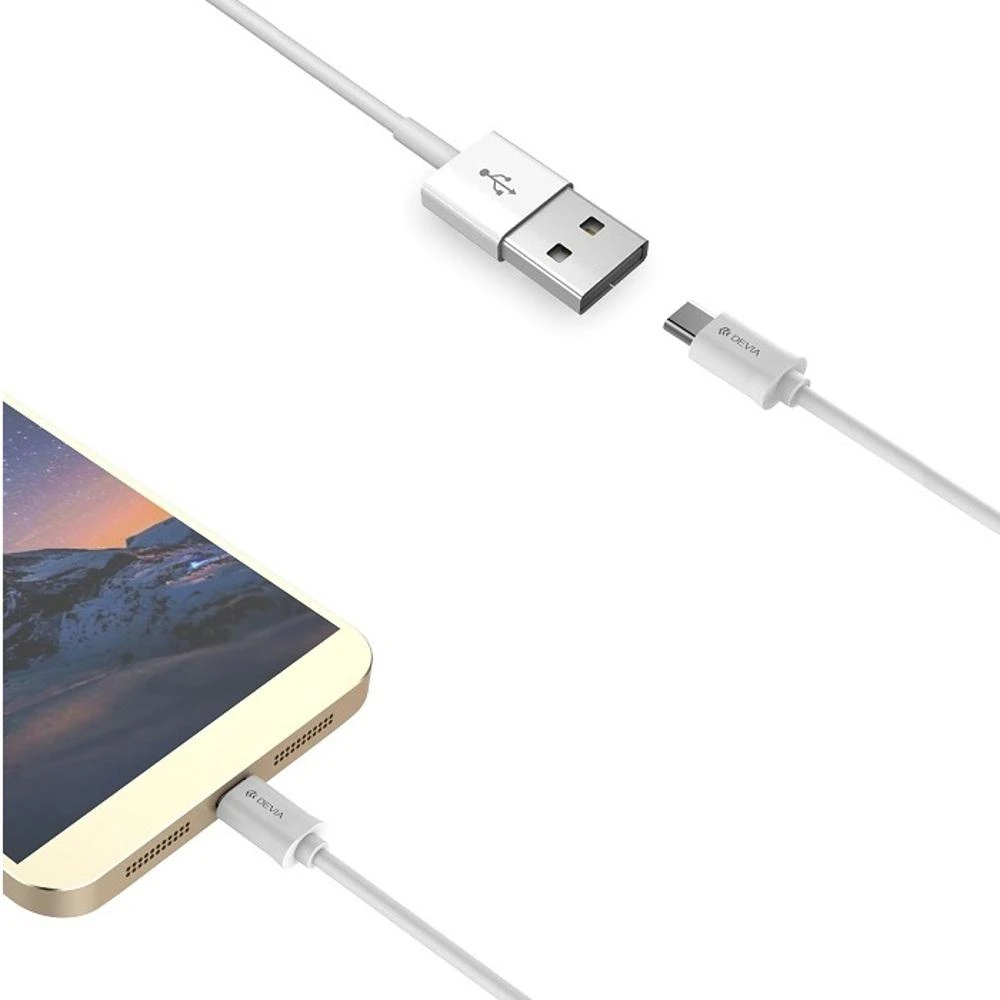 USB kabelis Devia Smart Type-C 1.0m baltas