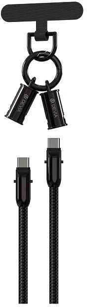 Devia kabelis lanyard 2in1 PD USB-C - USB-C 1,2 m 60W violetinės spalvos