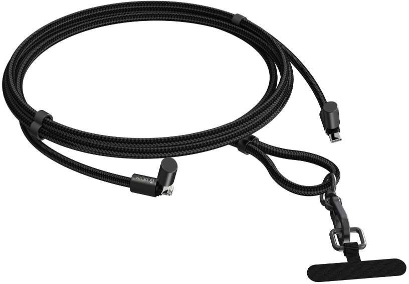 Devia laidas su dirželiu 2in1 PD USB-C – Lightning 1,2 m 27W violetinis