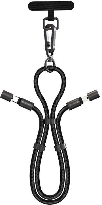 Devia laidas su dirželiu 2in1 PD USB-C – Lightning 1,2 m 27W violetinis