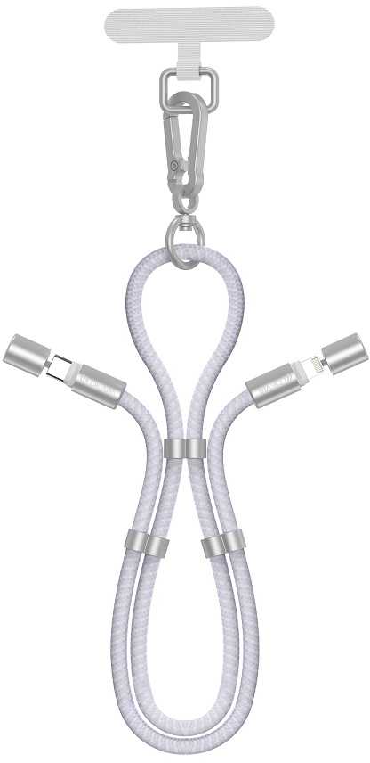 Devia laidas su dirželiu 2in1 PD USB-C – Lightning 1,2 m 27W violetinis