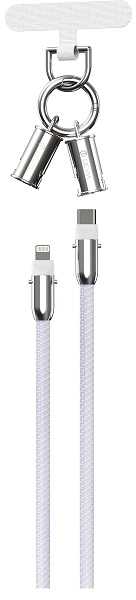 Devia laidas su dirželiu 2in1 PD USB-C – Lightning 1,2 m 27W violetinis