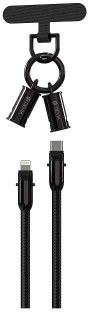Devia laidas su dirželiu 2in1 PD USB-C – Lightning 1,2 m 27W violetinis