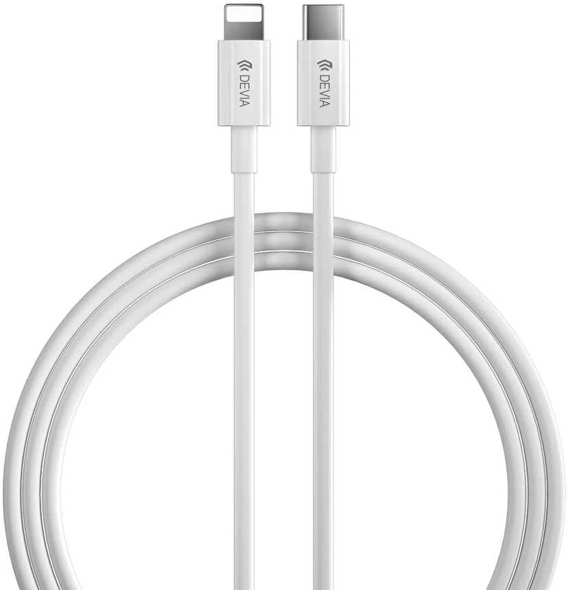 USB kabelis Devia Smart PD Type-C į Lightning 1.0m 20W 3A baltas
