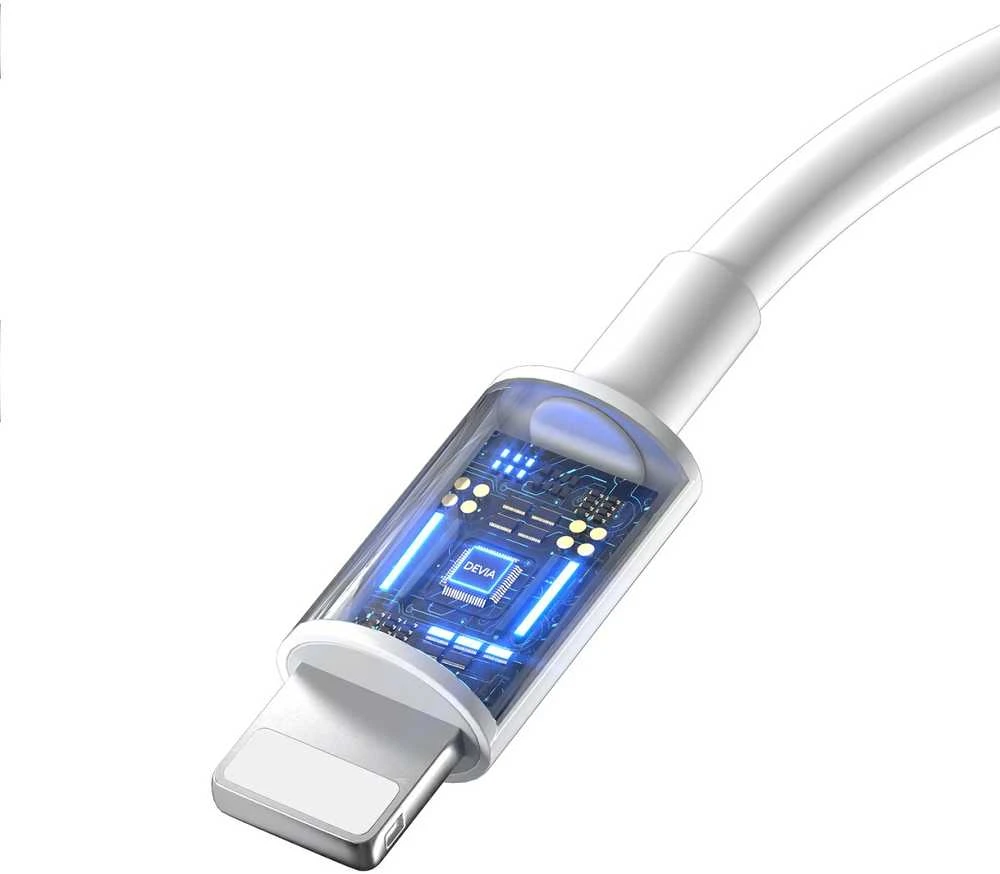 USB kabelis Devia Smart PD Type-C į Lightning 1.0m 20W 3A baltas