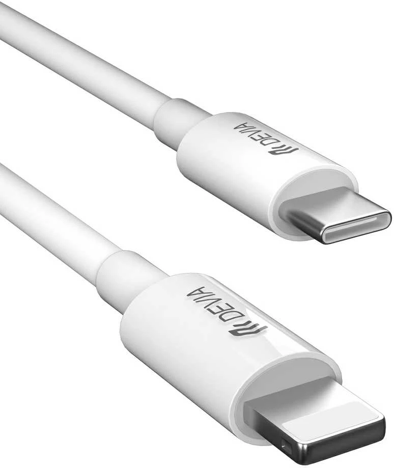 USB kabelis Devia Smart PD Type-C į Lightning 1.0m 20W 3A baltas