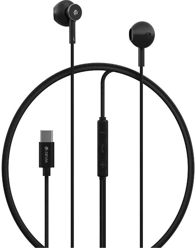 Devia laidinės ausinės Smart M2 Digital Metal USB-C sidabro spalvos