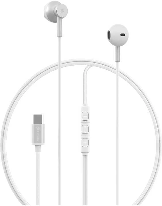Devia laidinės ausinės Smart M2 Digital Metal USB-C sidabro spalvos