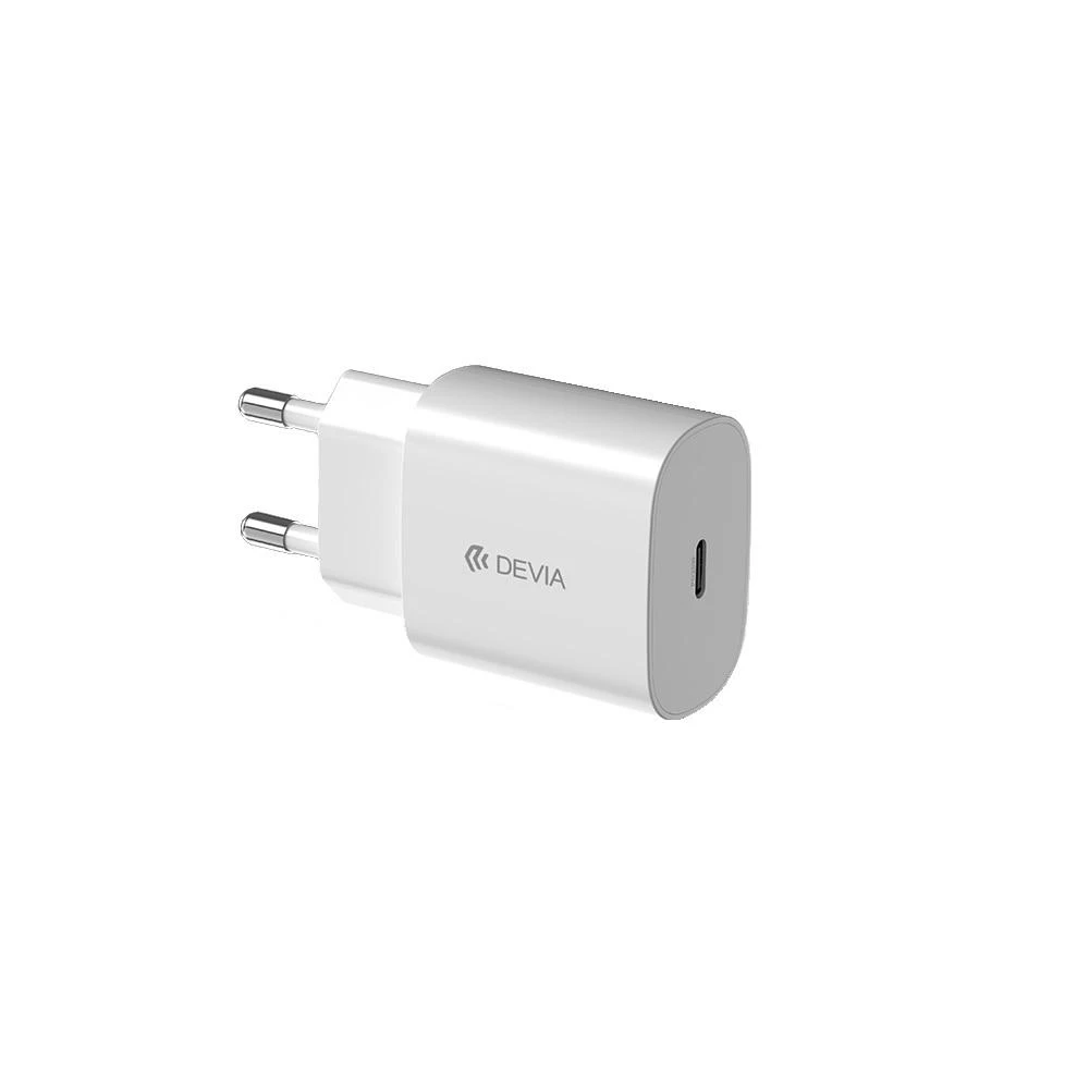 Devia sieninis įkroviklis Rocket PD 20W 1x USB-C baltas + laidas USB-C – Lightning