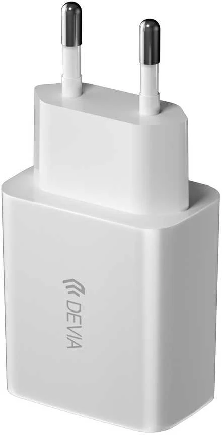 Įkroviklis buitinis Devia Smart su dviem USB jungtimis (2.4A) baltas