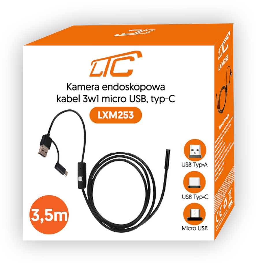 Lamex Endoscope camera 3.5m lens 8/7/5.5mm USB-C/Micro-USB LTC