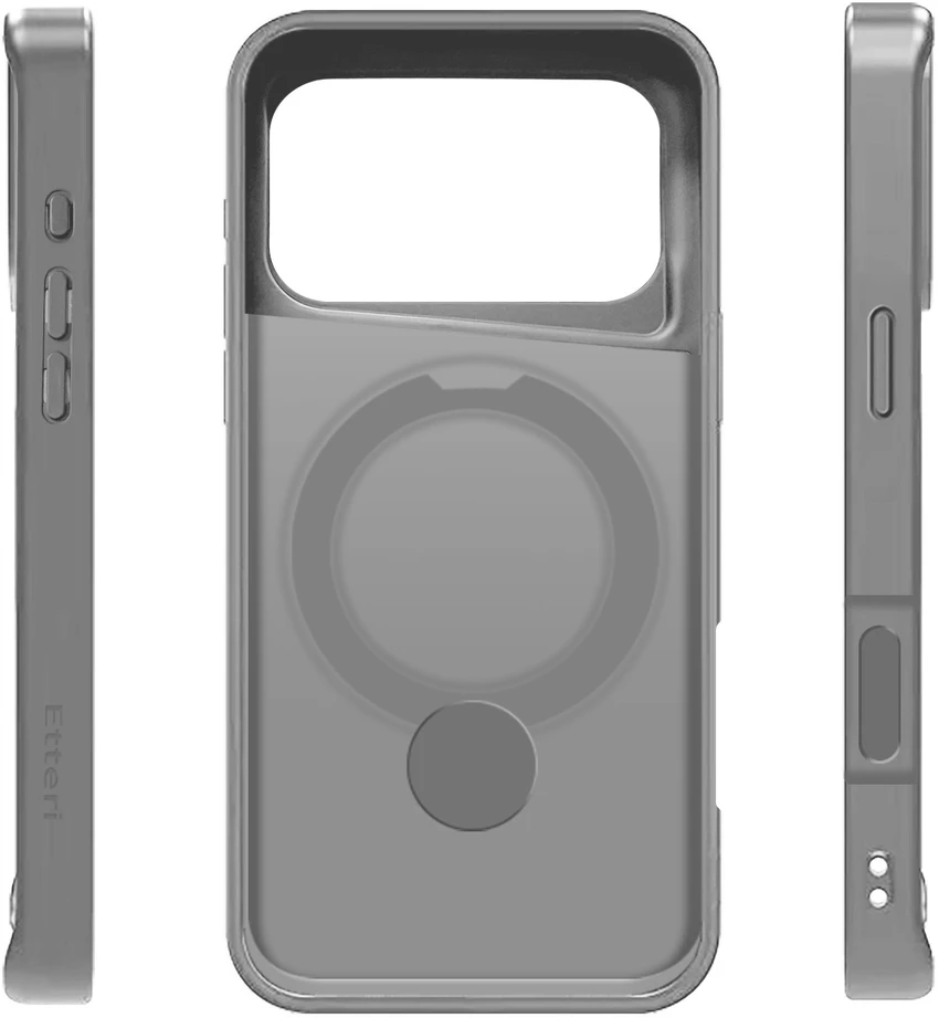 Etteri Matt Mag Ring dėklas, skirtas iPhone 17 Pro Max / 18 Pro Max, pilkas