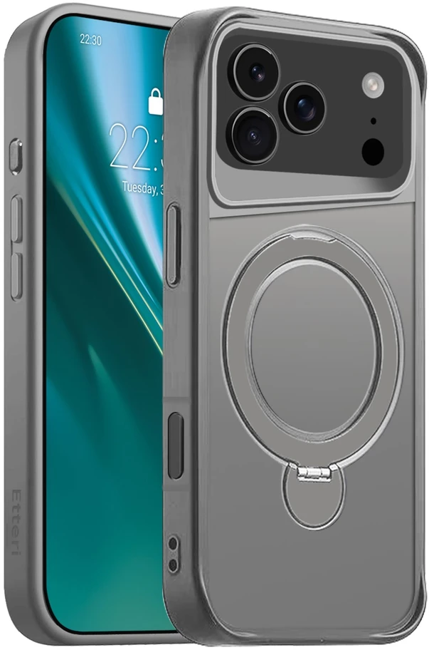 Etteri Matt Mag Ring dėklas, skirtas iPhone 17 Pro Max / 18 Pro Max, pilkas