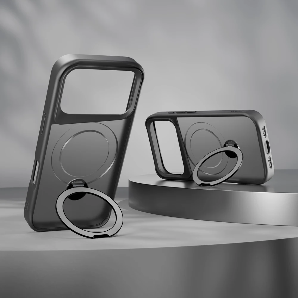 Etteri matinis „Mag Ring“ dėklas, skirtas iPhone 17 Pro Max / 18 Pro Max, juodas
