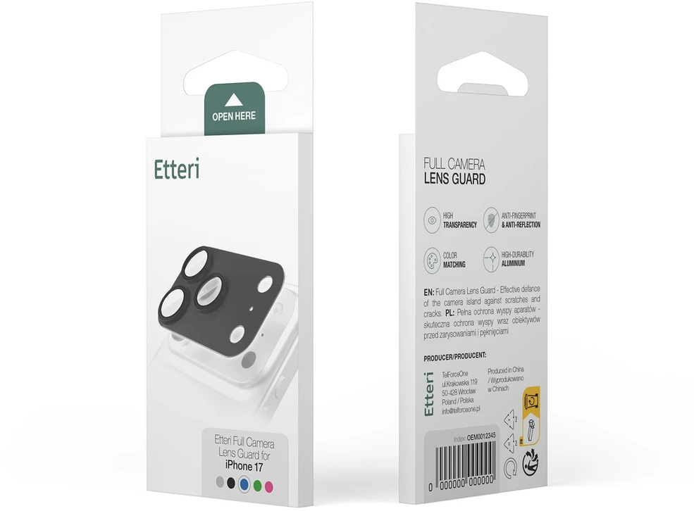 Etteri full camera lens guard for iPhone 18 Pro Max dark pilkas