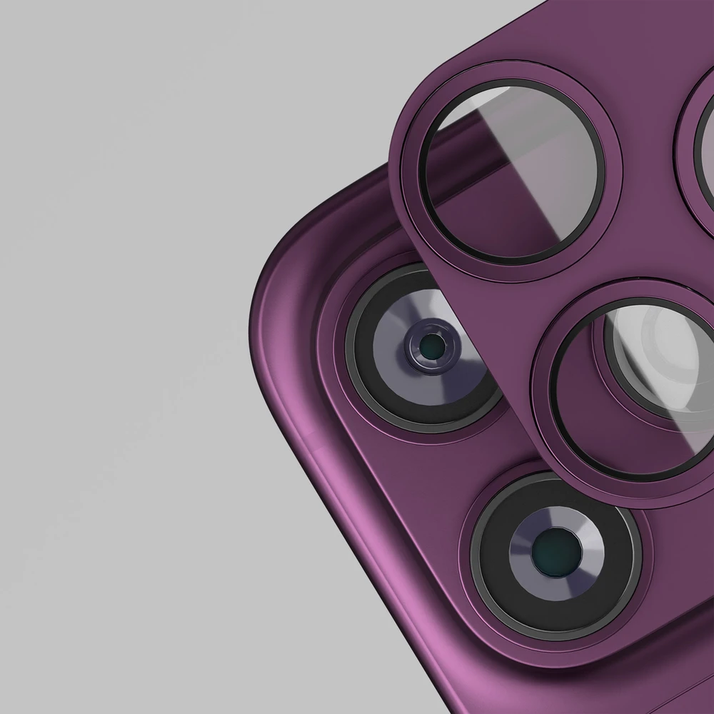 Etteri full camera lens guard for iPhone 18 Pro Max dark cherry