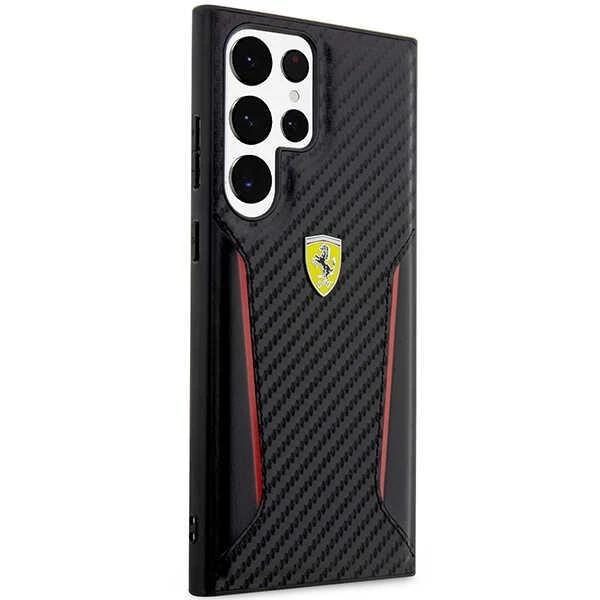 Ferrari FEHCS23MNPYK S23+ S916 juodos spalvos kietas dėklas Carbon Contrast Edges