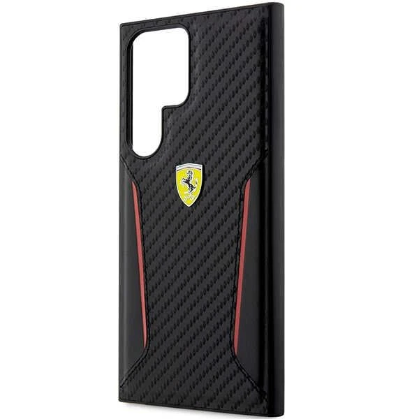Ferrari FEHCS23MNPYK S23+ S916 juodos spalvos kietas dėklas Carbon Contrast Edges