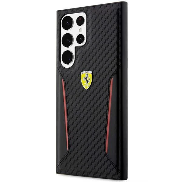 Ferrari FEHCS23MNPYK S23+ S916 juodos spalvos kietas dėklas Carbon Contrast Edges